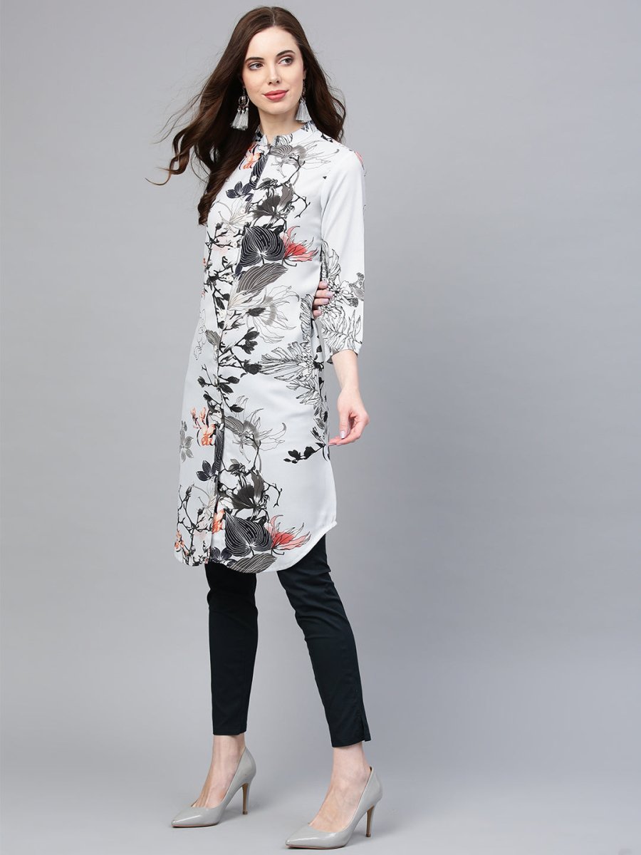 Jompers Women Blue & Black Printed Summer-cool A-line Kurta - JOK_1225_Blue_S
