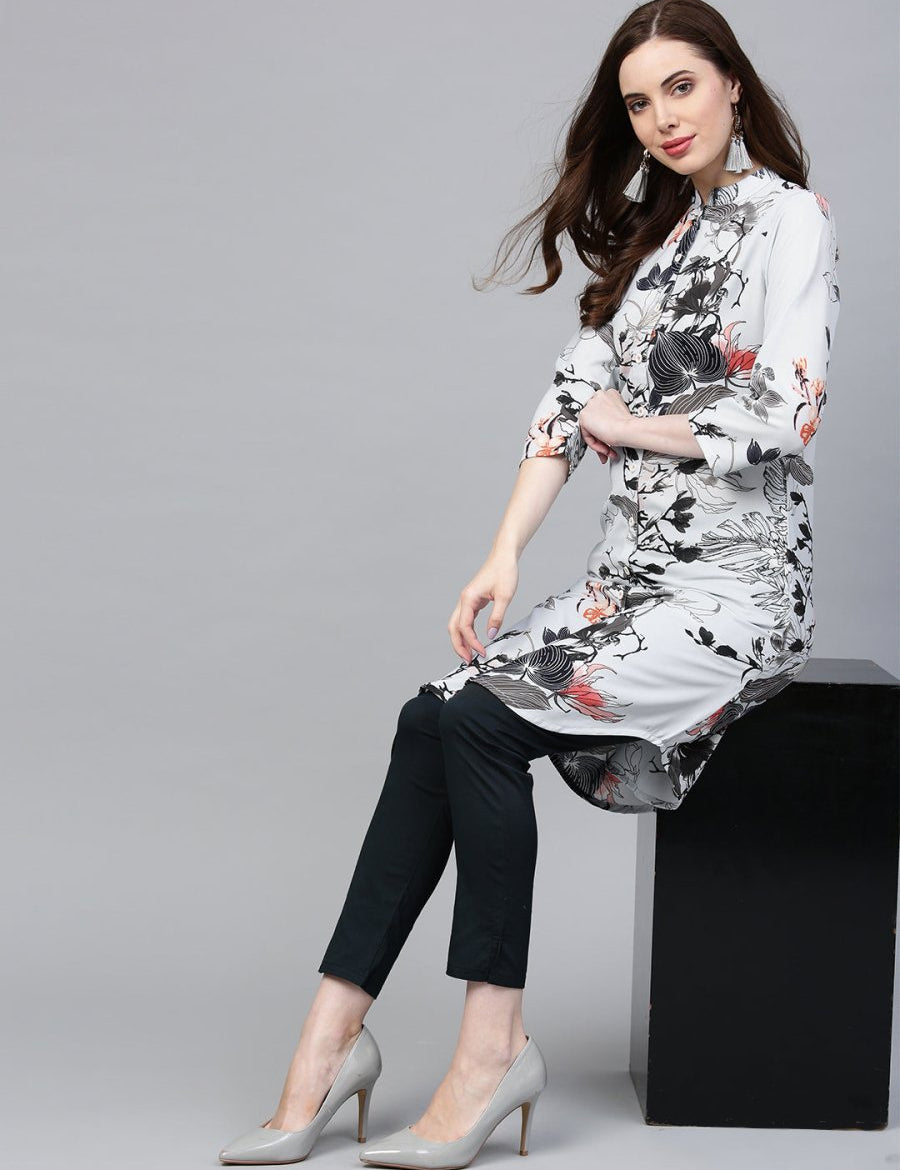 Jompers Women Blue & Black Printed Summer-cool A-line Kurta - JOK_1225_Blue_S