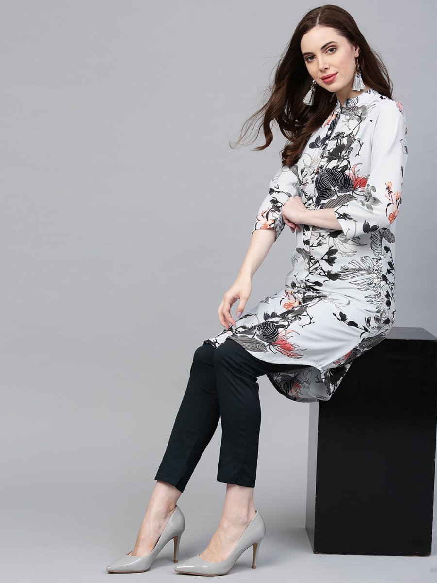 Jompers Women Blue & Black Printed Summer-cool A-line Kurta - JOK_1225_Blue_S