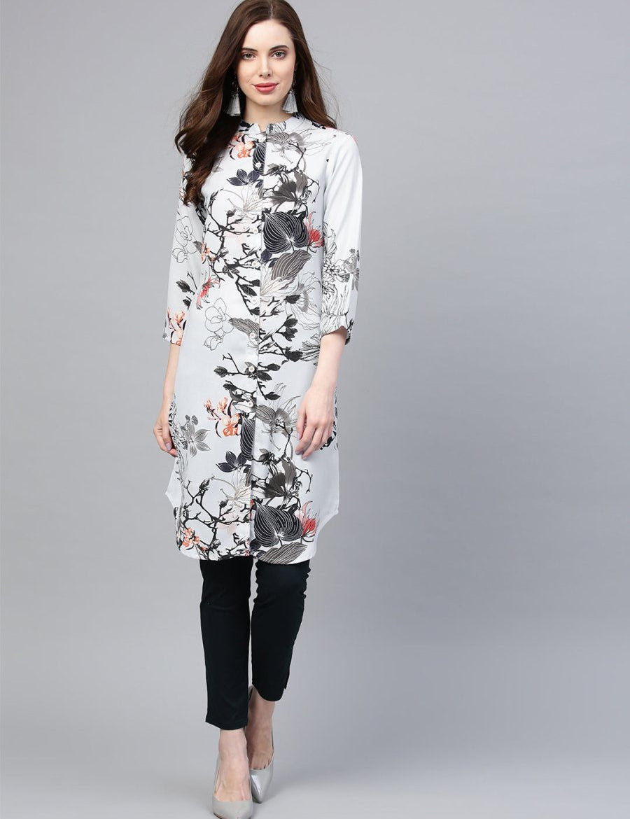 Jompers Women Blue & Black Printed Summer-cool A-line Kurta - JOK_1225_Blue_S