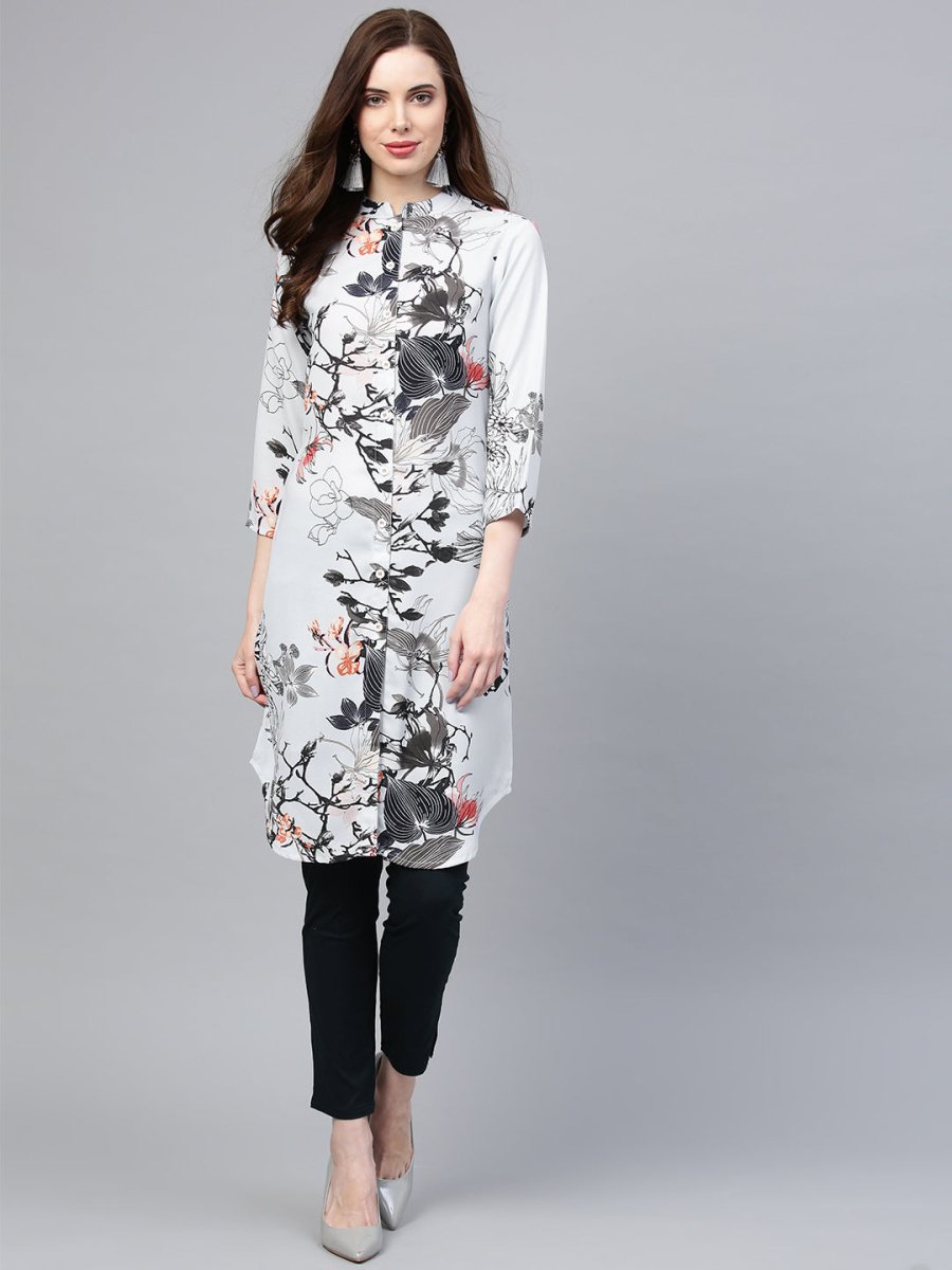 Jompers Women Blue & Black Printed Summer-cool A-line Kurta - JOK_1225_Blue_S