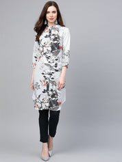 Jompers Women Blue & Black Printed Summer-cool A-line Kurta - JOK_1225_Blue_S