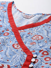 Jompers Women Blue Floral Printed Anarkali Kurta - JOK_1512_Blue_S