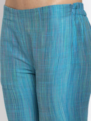 Jompers Women Blue & Green Self-Striped Kurta with Trousers & Printed Dupatta - JOKS_D1B_1310_Blue_S