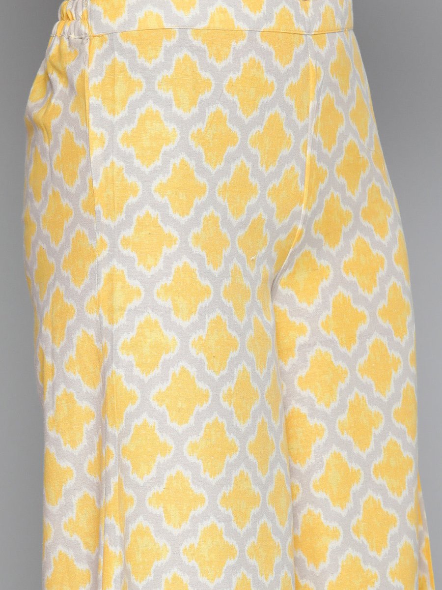 Jompers Women Ethnic Motifs Printed Kurta with Palazzos - JOKPL_1498_Yellow_S