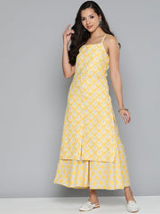 Jompers Women Ethnic Motifs Printed Kurta with Palazzos - JOKPL_1498_Yellow_S