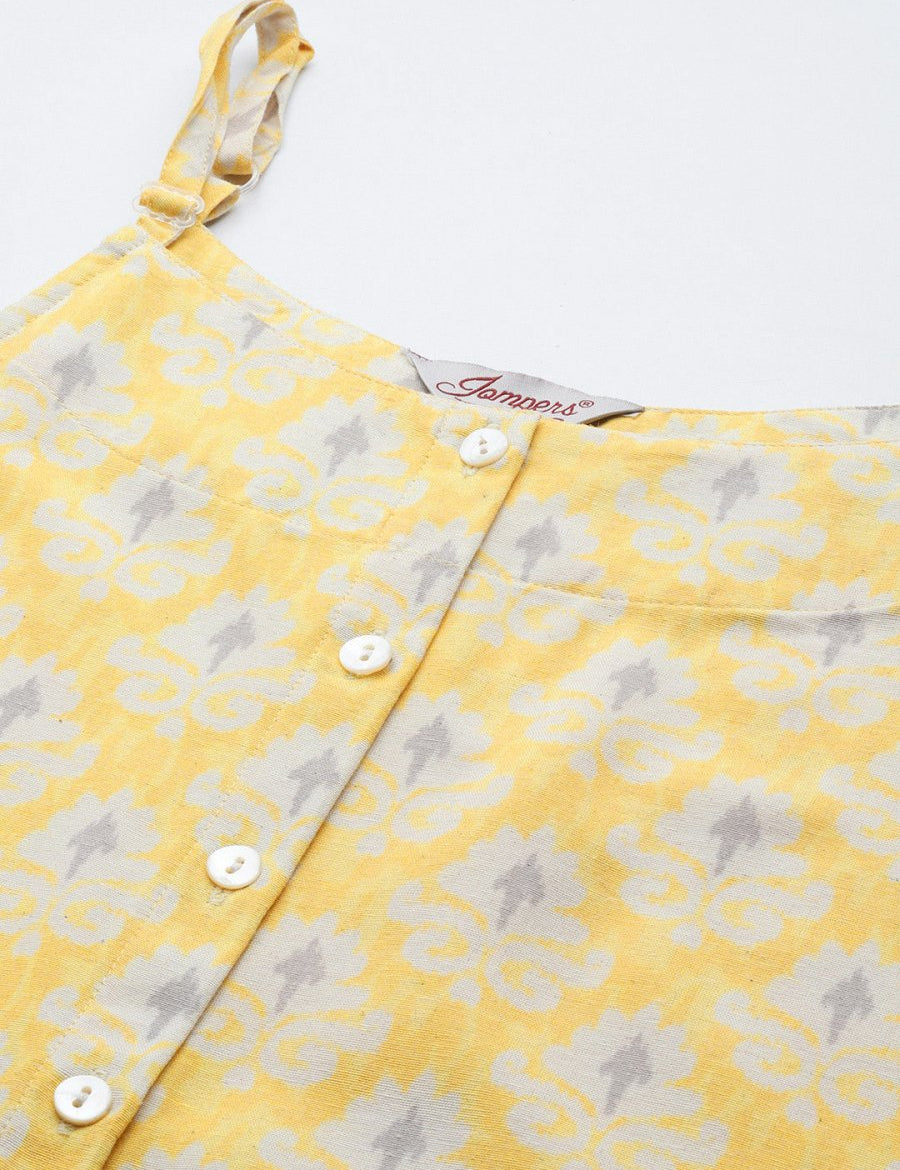 Jompers Women Ethnic Motifs Printed Kurta with Palazzos - JOKPL_1498_Yellow_S