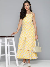 Jompers Women Ethnic Motifs Printed Kurta with Palazzos - JOKPL_1498_Yellow_S