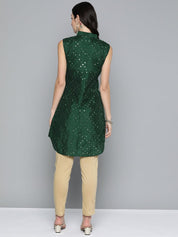 Jompers Women Geometric Embroidered Mirror Work Kurta - JOK_1515_Green_XS