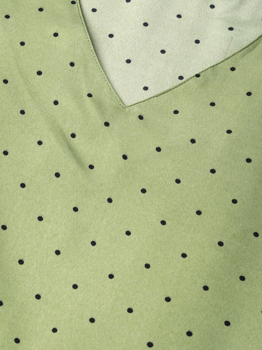 Jompers Women Green & Black Printed A-Line Top - JOT_7007_Green_XS