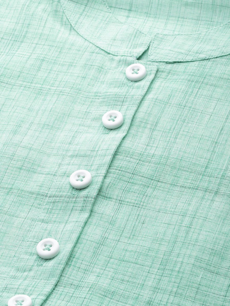 Jompers Women Green Pure Cotton Woven Design Straight Kurta - JOK_1366_Green_S