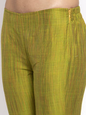 Jompers Women Green Self-Striped Kurta with Trousers - JOKS_1310_Green_S
