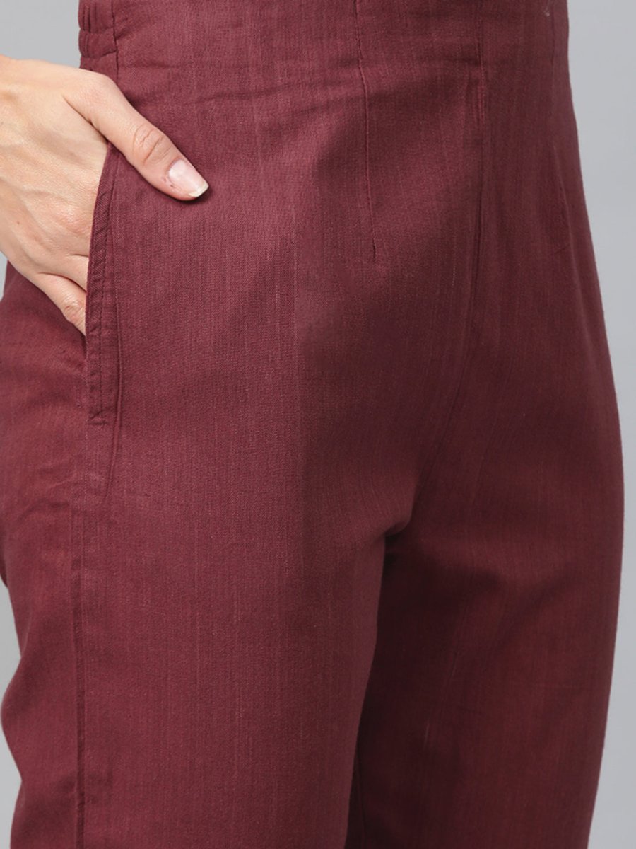Jompers Women Maroon & Grey Solid Kurta with Trousers & Dupatta - JOKS_D17Gry_1362_Maroon_S
