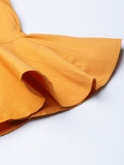 Jompers Women Mustard Smart Fit Solid Bottom Flared Trousers - JOP_2128_Mustard_S