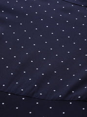 Jompers Women Navy Blue & White Polka Dots Print Bell Sleeves Anarkali Kurta - JOK_1382_Navy_S