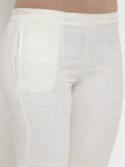 Jompers Women Off-White Solid Kurta with Trousers & Dupatta - JOKS_D8R_1332_Off-White_S
