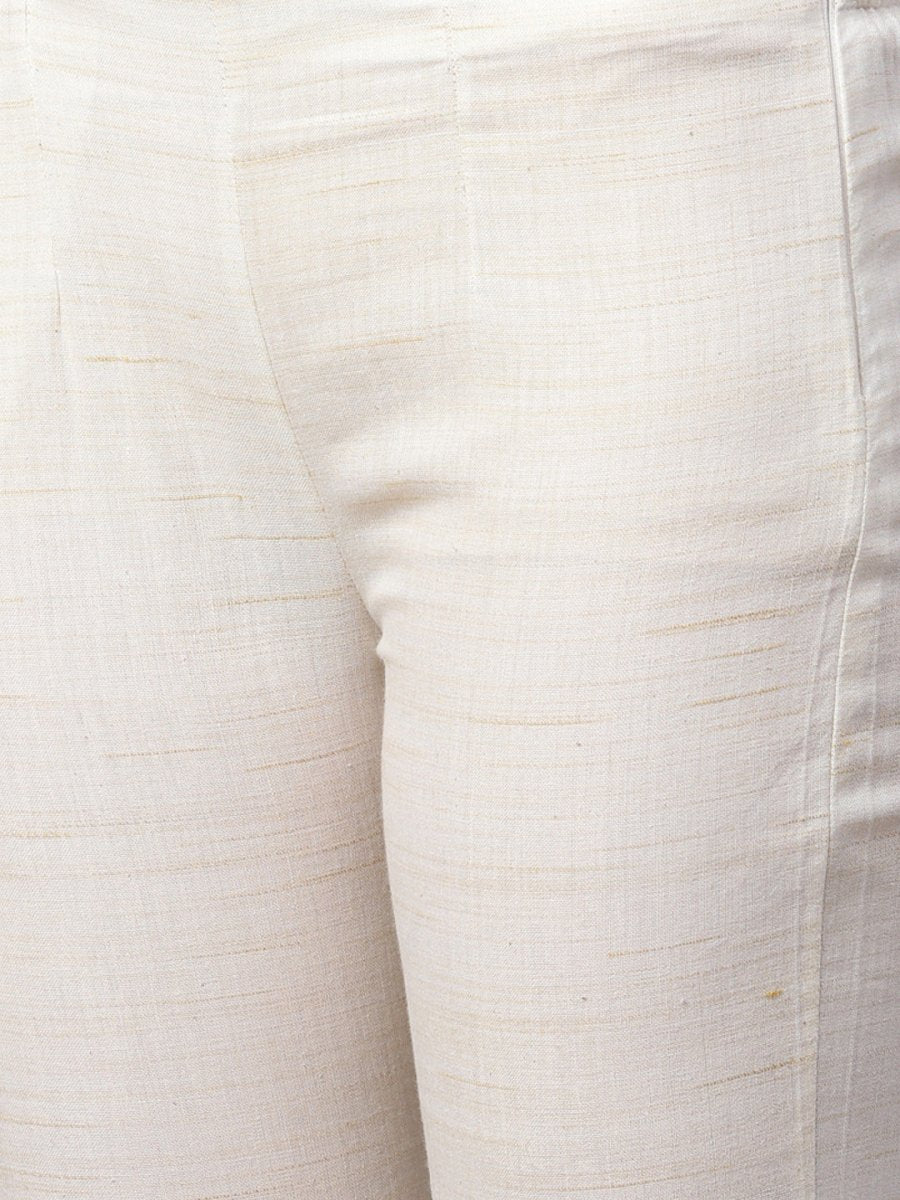 Jompers Women Off-White Woven Design Kurta with Trousers - JOKS_1332_Off-White_S
