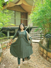 Jompers Women Olive Green Embroidered Regular Kurta with Trousers & With Dupatta - JOKS_D46G_1506_Green_S