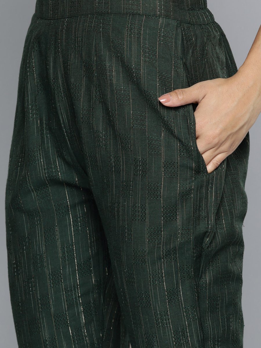 Jompers Women Olive Green Embroidered Regular Kurta with Trousers & With Dupatta - JOKS_D46G_1506_Green_S