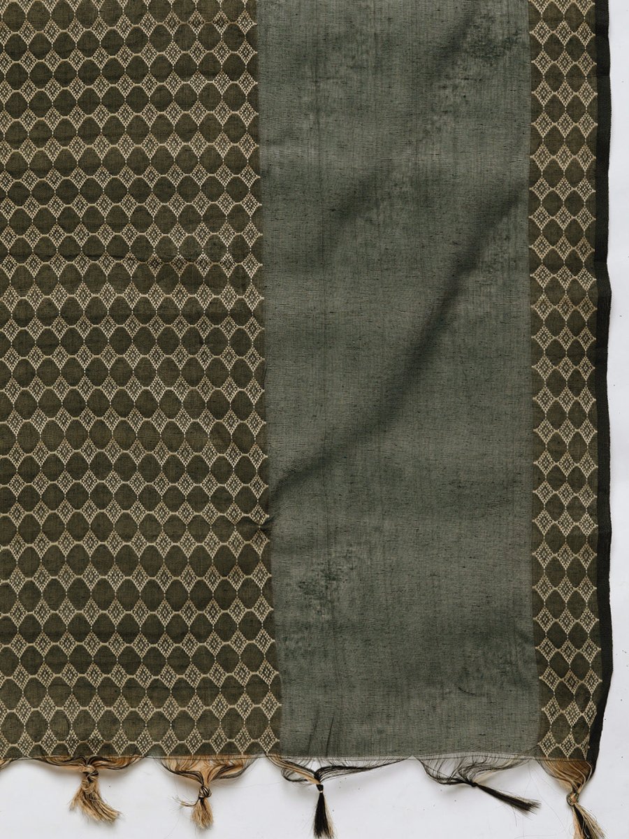 Jompers Women Olive Green Embroidered Regular Kurta with Trousers & With Dupatta - JOKS_D46G_1506_Green_S
