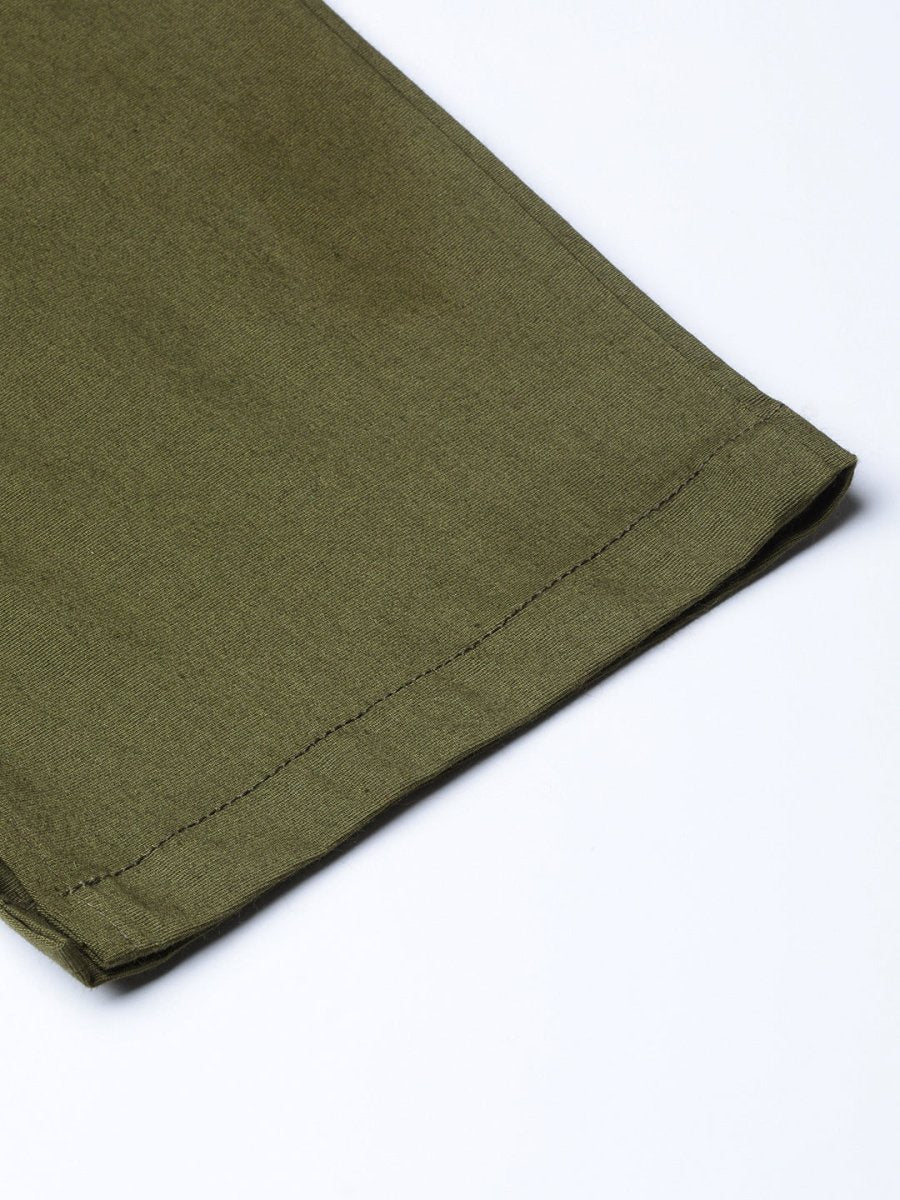 Jompers Women Olive Green Smart Slim Fit Solid Regular Trousers - JOP_2119_Olive_S