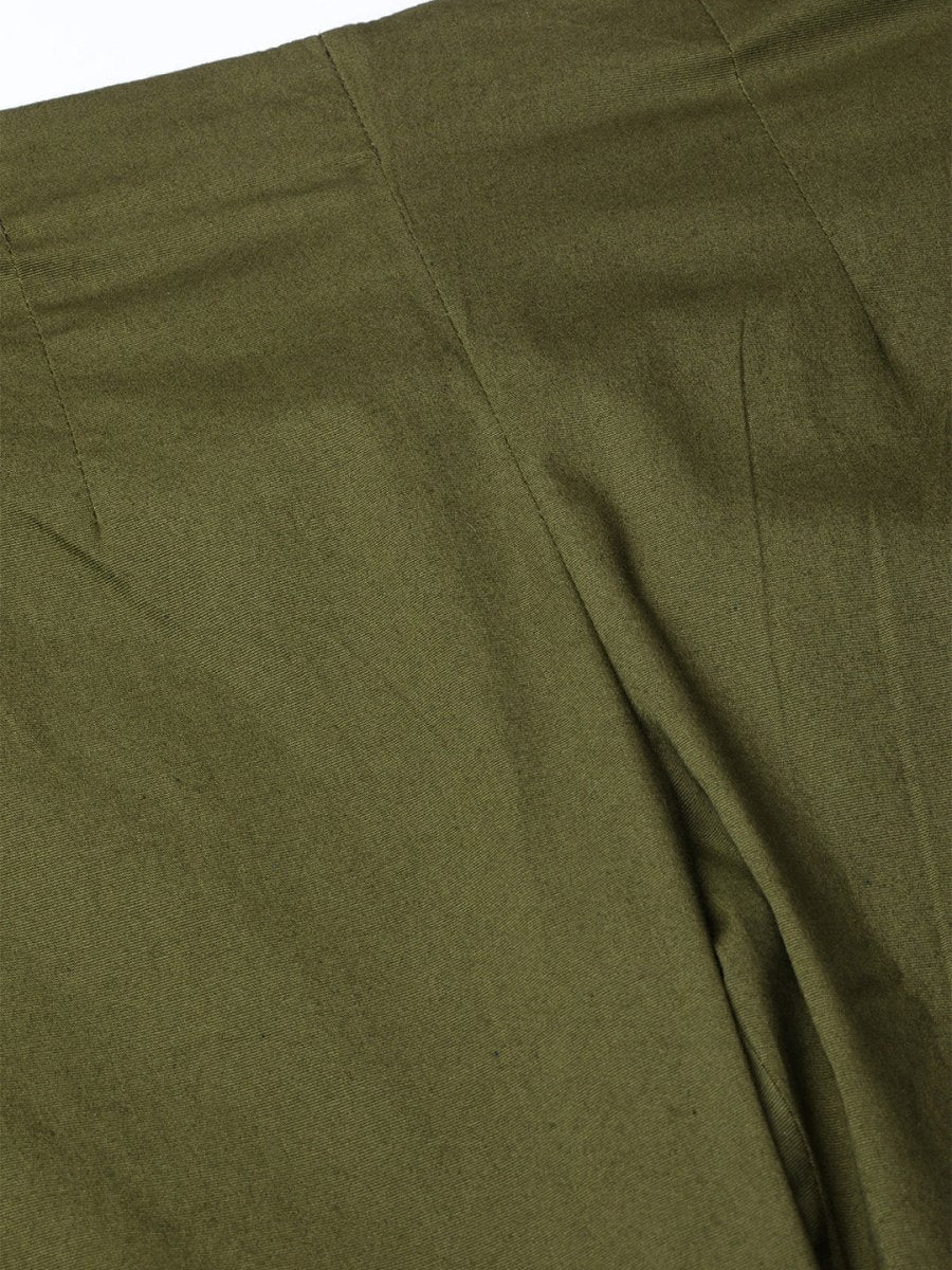 Jompers Women Olive Green Smart Slim Fit Solid Regular Trousers - JOP_2119_Olive_S