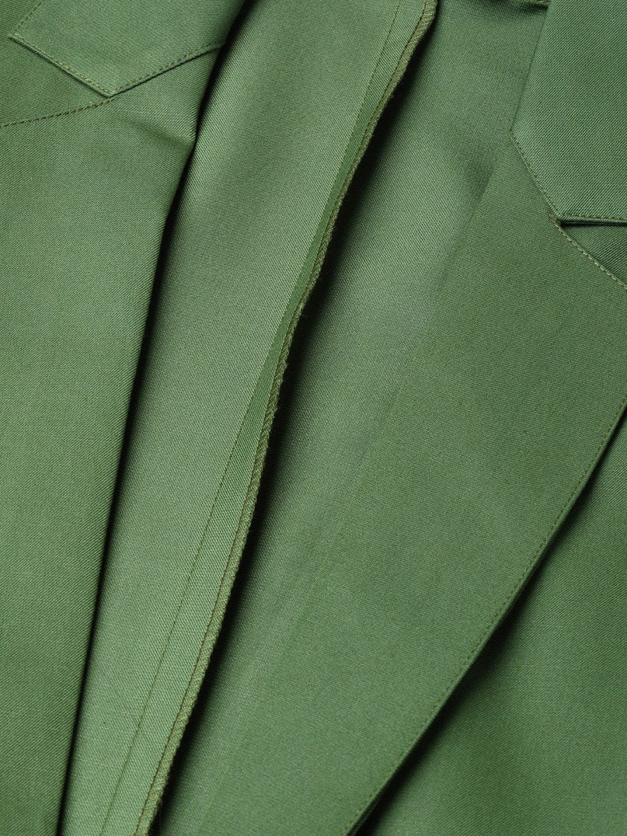 Jompers Women Olive-Green Solid Single-Breasted Smart Casual Blazer - JOB_6001_Olive_XS