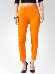 Jompers Women Orange Smart Slim Fit Solid Regular Trousers - JOP_2119_Orange_S