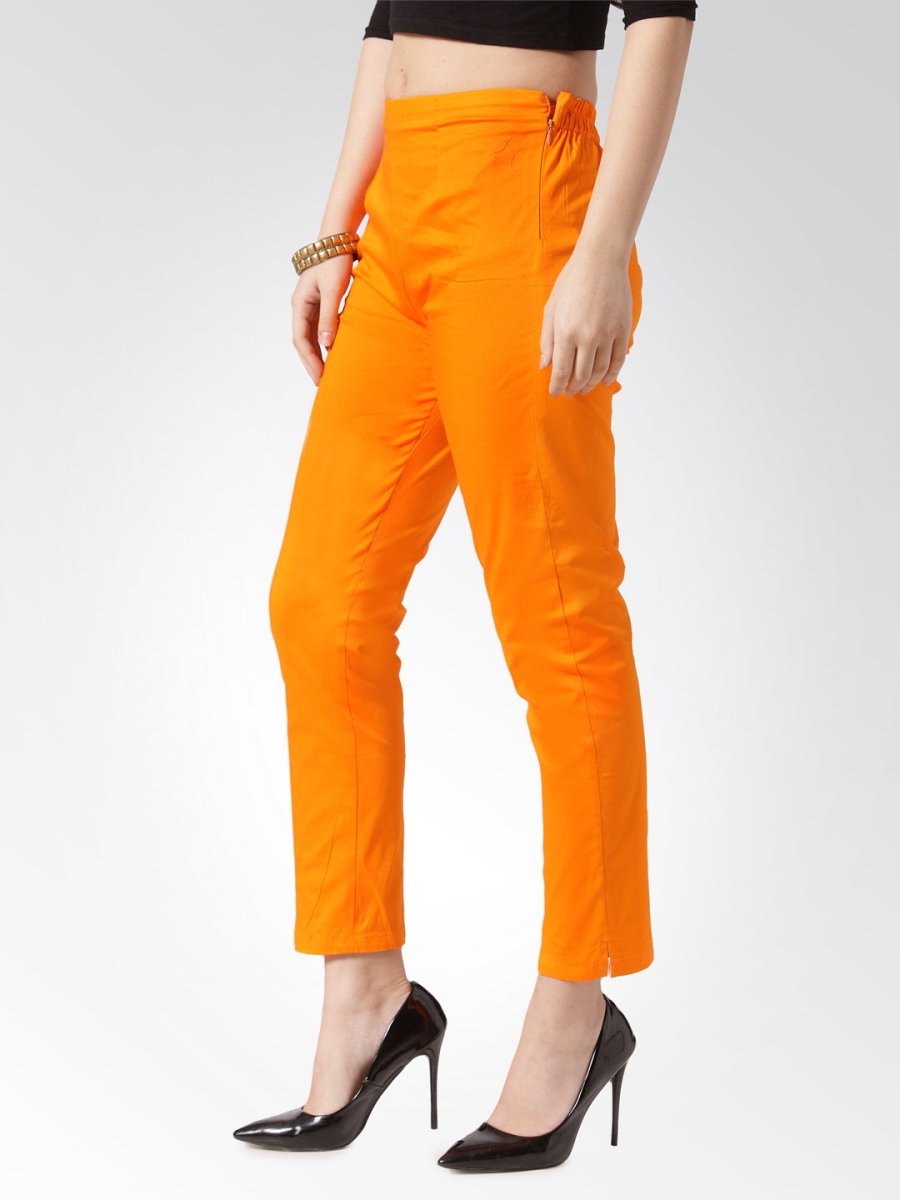 Jompers Women Orange Smart Slim Fit Solid Regular Trousers - JOP_2119_Orange_S