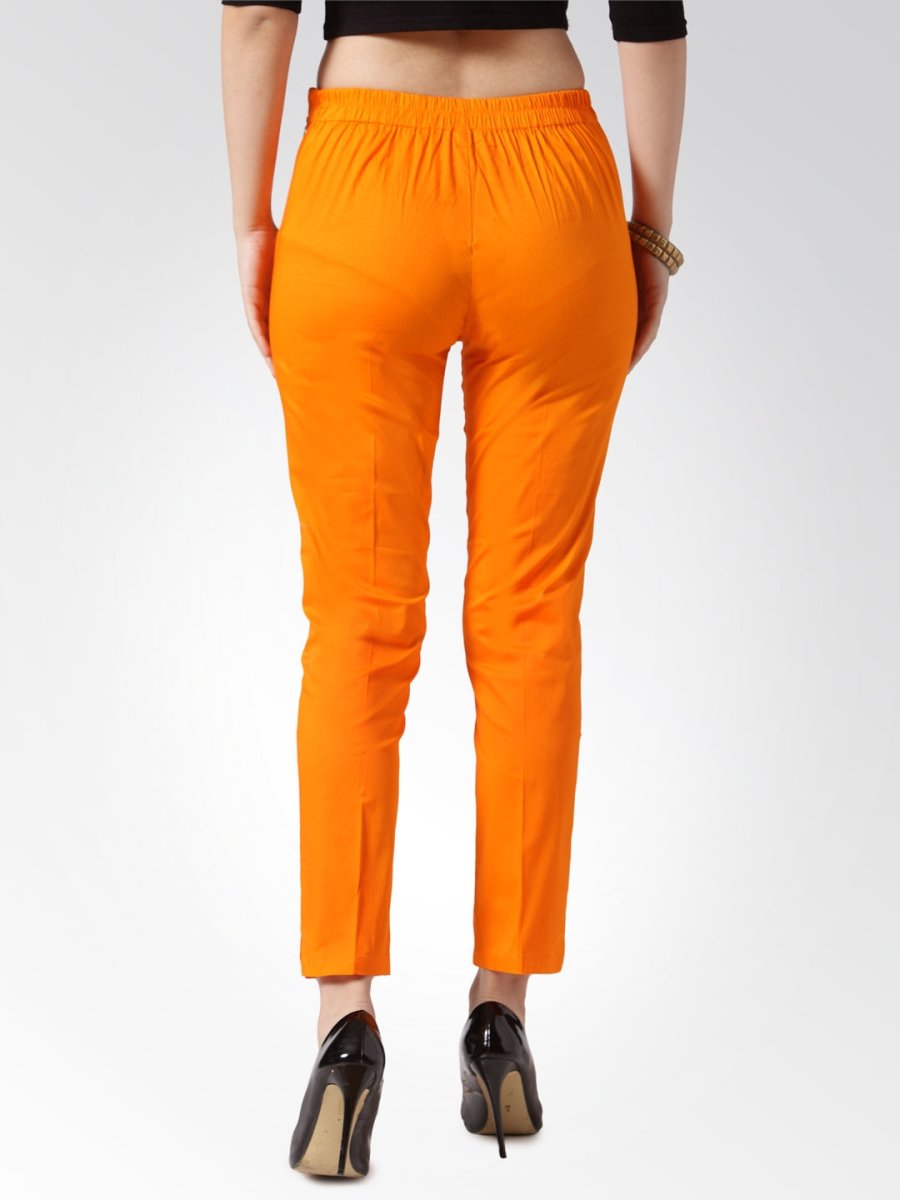 Jompers Women Orange Smart Slim Fit Solid Regular Trousers - JOP_2119_Orange_S