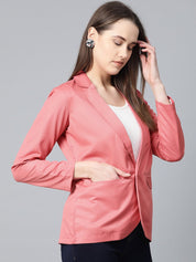 Jompers Women Peach Solid Single-Breasted Smart Casual Blazer - JOB_6001_Peach_XS