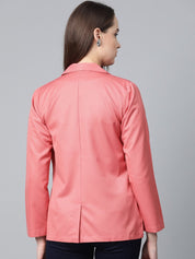 Jompers Women Peach Solid Single-Breasted Smart Casual Blazer - JOB_6001_Peach_XS
