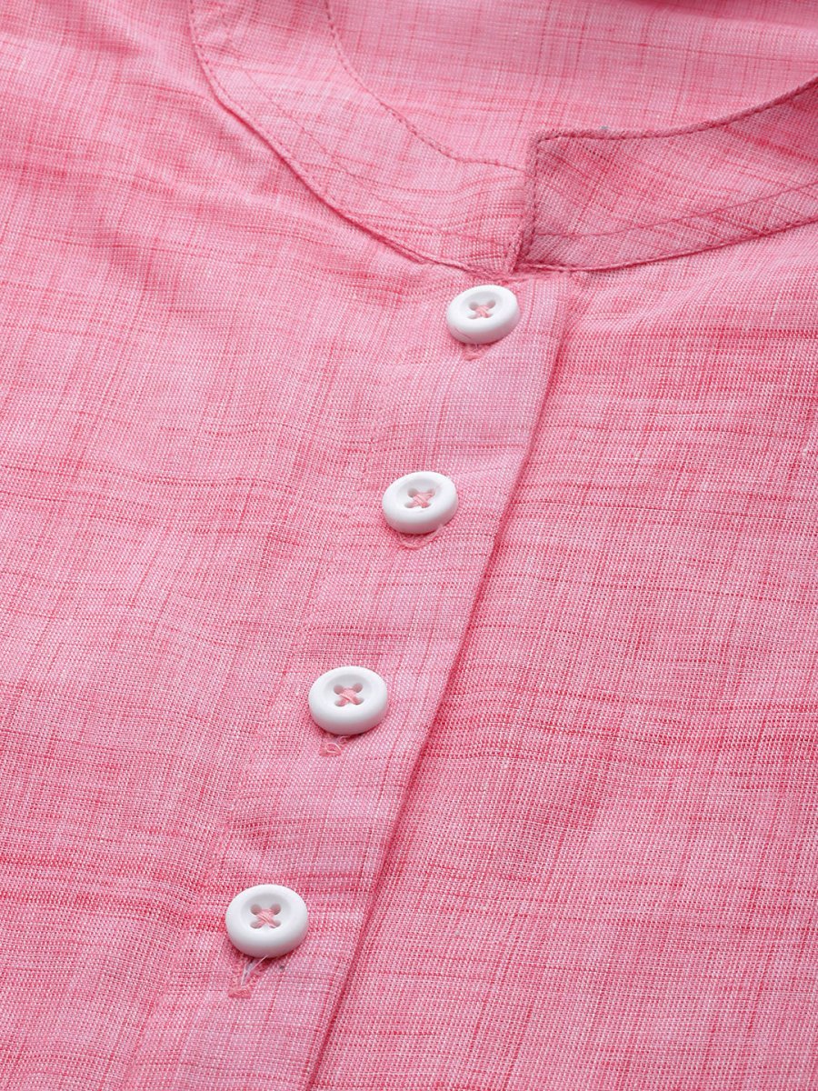 Jompers Women Pink Pure Cotton Woven Design Straight Kurta - JOK_1366_Pink_S