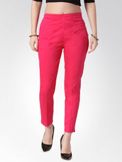 Jompers Women Pink Smart Slim Fit Solid Regular Trousers - JOP_2119_Pink_S