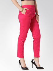 Jompers Women Pink Smart Slim Fit Solid Regular Trousers - JOP_2119_Pink_S