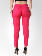 Jompers Women Pink Smart Slim Fit Solid Regular Trousers - JOP_2119_Pink_S