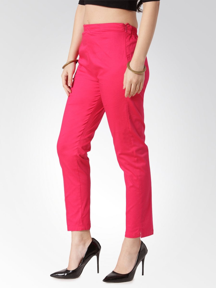 Jompers Women Pink Smart Slim Fit Solid Regular Trousers - JOP_2119_Pink_S