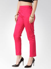 Jompers Women Pink Smart Slim Fit Solid Regular Trousers - JOP_2119_Pink_S