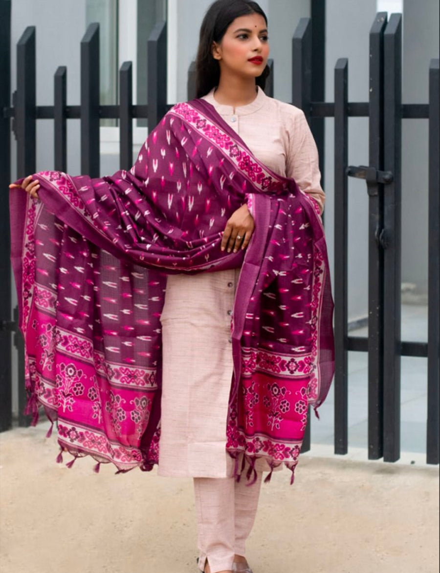 Jompers Women Pink Solid Kurta with Trousers & Dupatta - JOKS_D8P_1332_Pink_S