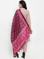 Jompers Women Pink Solid Kurta with Trousers & Dupatta - JOKS_D8P_1332_Pink_S