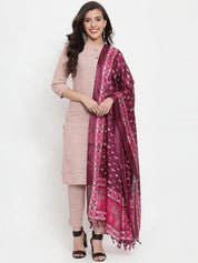 Jompers Women Pink Solid Kurta with Trousers & Dupatta - JOKS_D8P_1332_Pink_S
