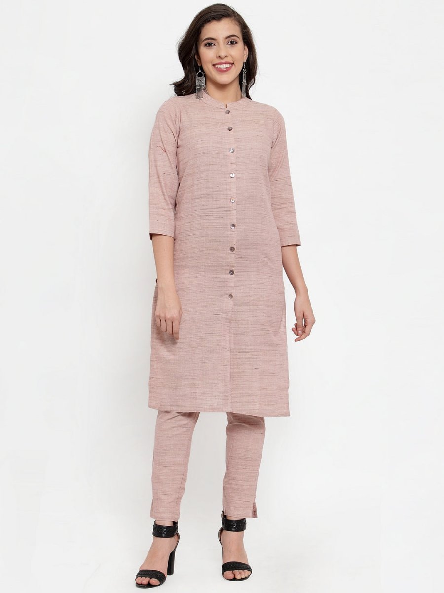 Jompers Women Pink Solid Kurta with Trousers & Dupatta - JOKS_D8P_1332_Pink_S