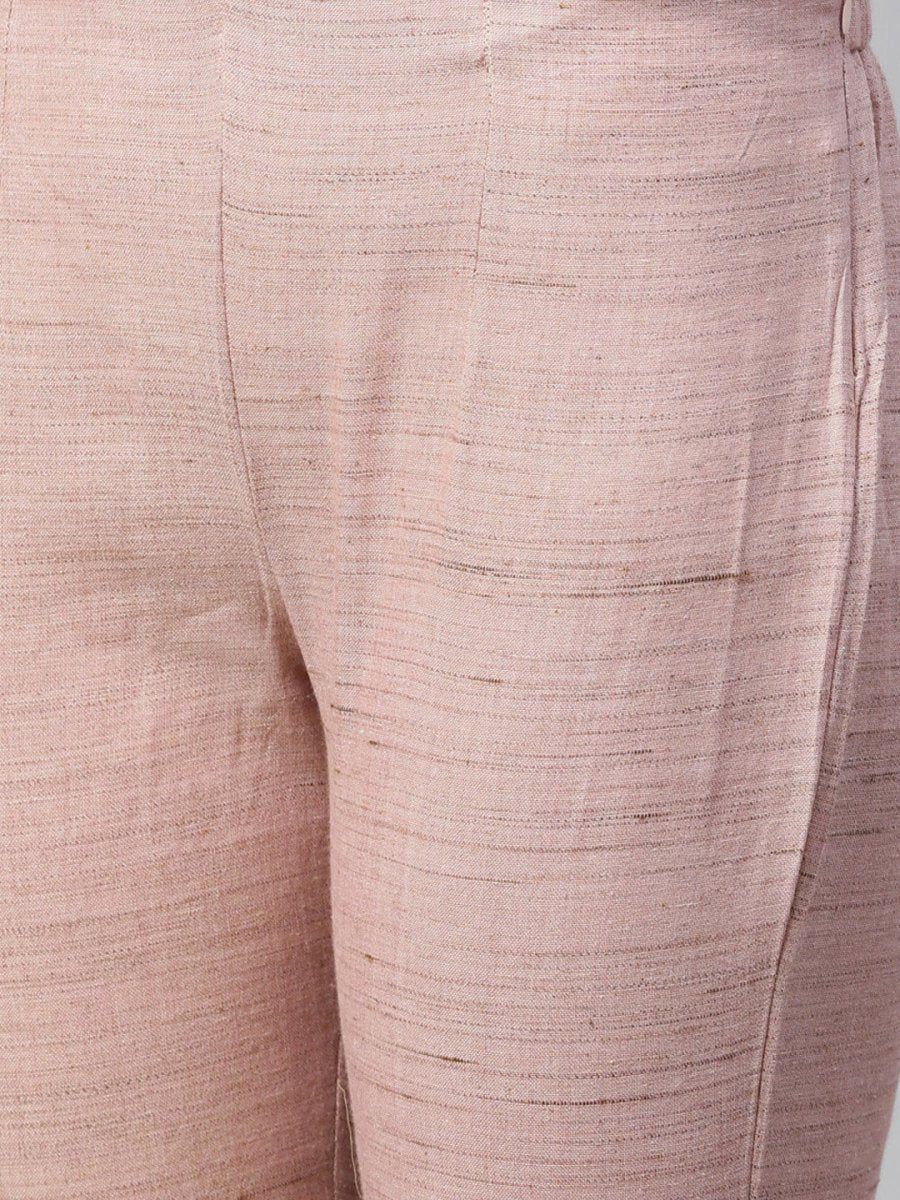 Jompers Women Pink Woven Design Kurta with Trousers - JOKS_1332_Pink_S
