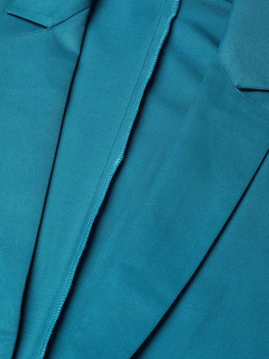 Jompers Women Teal Blue Solid Single-Breasted Smart Casual Blazer - JOB_6001_Blue_XS