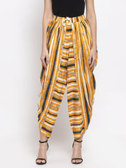 Jompers Women Yellow and Blue Stripped Dhoti - JOD_2131_Yellow_S