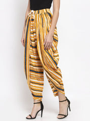 Jompers Women Yellow and Blue Stripped Dhoti - JOD_2131_Yellow_S