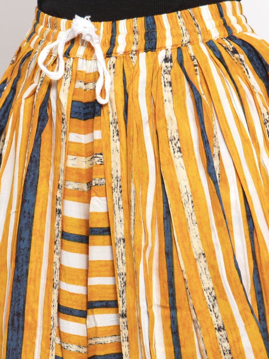 Jompers Women Yellow and Blue Stripped Dhoti - JOD_2131_Yellow_S