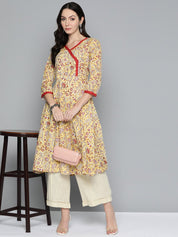 Jompers Women Yellow Floral Printed Anarkali Kurta - JOK_1512_Yellow_S