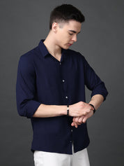 Lapel Collar Casual Shirt for Mens. - SF_904Navy_S