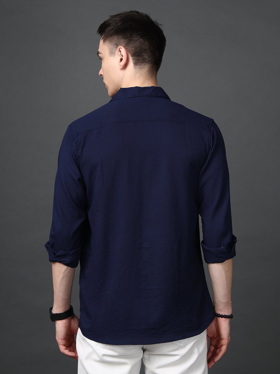 Lapel Collar Casual Shirt for Mens. - SF_904Navy_S